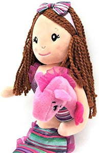 The Petting Zoo, Mermaid Doll with Seahorse Stuffed Animal- Great Gifts for Girls, Mermaid Plush Doll with Seahorse Plush Toy, Pink 17 inch