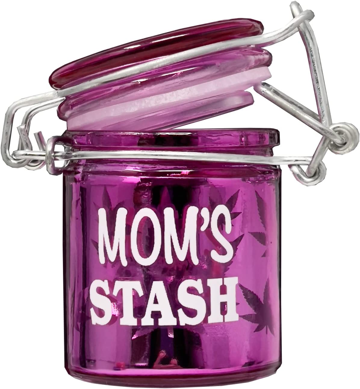 Airtight Glass Herb Mini Storage Jar with Clamping Lid in Choice of Design  (Nugs, Small)