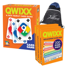 Load image into Gallery viewer, Gamewright Qwixx Card Game with 600 Replacement Score Pads and Drawstiring Giftbag