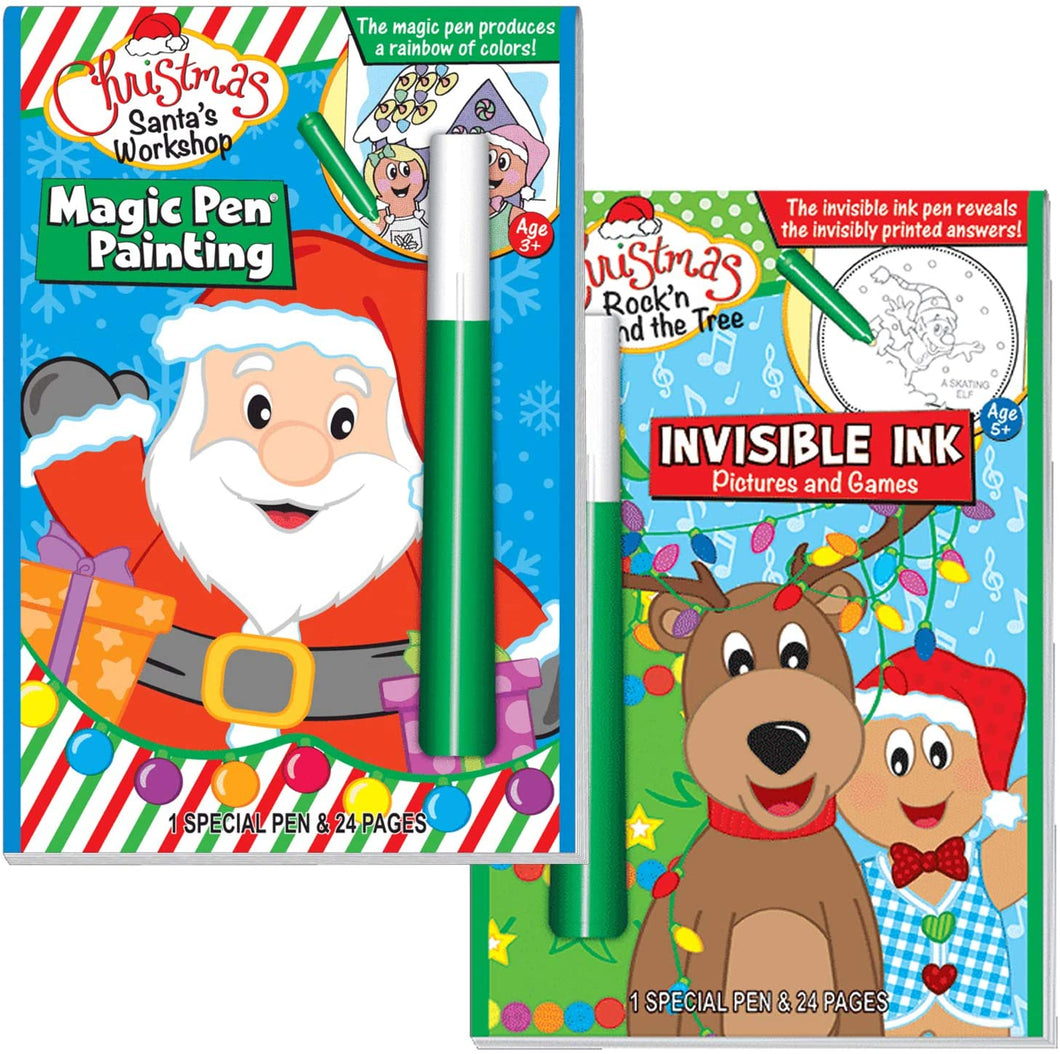 Lee Publications Set of 2: Christmas Santa's Workshop & Rock'n Around The Tree Picture & Game Books