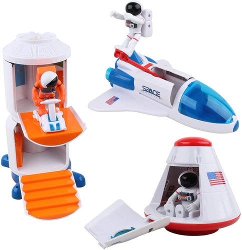 Daron Space Adventure Series Set of 3: NASA Space Capsule, Space Shuttle, and Space Station with Bag