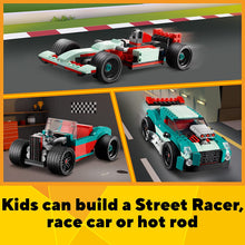Load image into Gallery viewer, LEGO Creator 3in1 Street Racer Building Kit Featuring a Muscle Car, Hot Rod Car Toy and Race Car