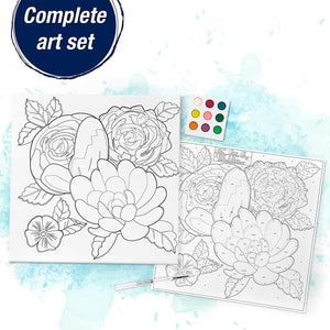 Faber-Castell Paint by Number Watercolor Bold Floral - Adult Paint by Number Kit on Canvas - DIY Flower Painting