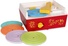Load image into Gallery viewer, Schylling Fisher Price Classic Toys - Retro Music Box Record Player Blue, Yellow, White