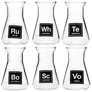 Drink Periodically Laboratory Erlenmeyer Flask Shot Glasses: Set of 6