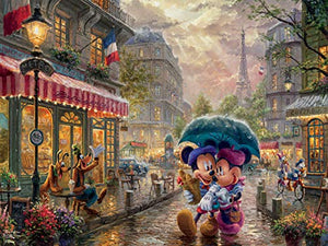 Thomas Kinkade Disney Dreams - Mickey and Minnie in Paris Jigsaw Puzzle, 300 Pieces