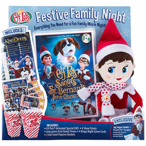 The Elf on the Shelf Festive Family Night and Saint Bernard Tradition Plush with Hardback Book