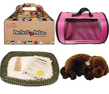 Load image into Gallery viewer, Perfect Petzzz Chocolate Lab Plush with Pink Tote For Plush Breathing Pet