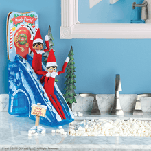 Load image into Gallery viewer, Elf on the Shelf Snowy Set: Magic Portal Door and Slide, Silly Snowman, Snowflake Sled &amp; Scarf