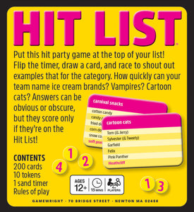 Gamewright Hit List - 1 Clue, 6 Answers, 30 Seconds Party Game