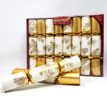 Load image into Gallery viewer, Robin Reed English Holiday Christmas Crackers, Pack of 8 x 10&quot; - Gold Glitter Pine Cone