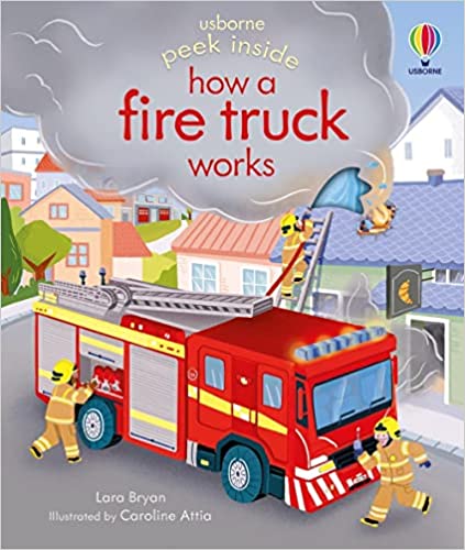 Usborne Peek Inside How a Fire Truck Works Hardcover Book