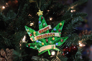 Kurt Adler 4" Resin Christmas Ornament Cannabis Happy Holidaze Standard