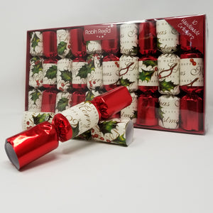 Robin Reed English Holiday Bows and Berries Christmas Crackers, Set of 10 (8.5")