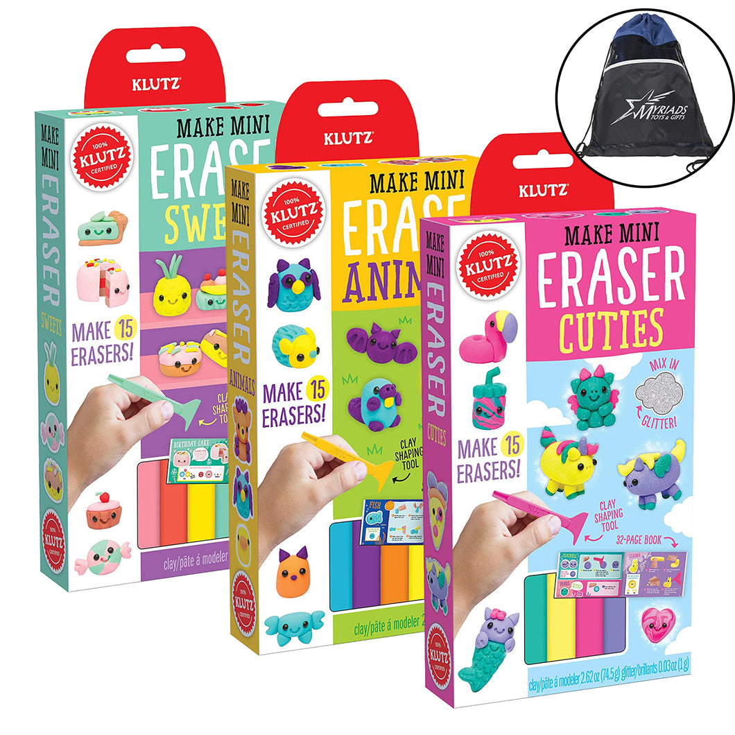  KLUTZ Make Your Own Mini Erasers Toy includes (8)colors of  eraser clay^pencil^clay shaping tool^(2)sheets of papercraft displays :  Klutz: Toys & Games