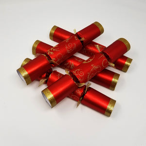 Robin Reed English Holiday Christmas Crackers, Pack of 8 x 10" - Red Floral Glitter