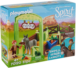 PLAYMOBIL Spirit Riding Free Snips & Señor Carrots with Horse Stall