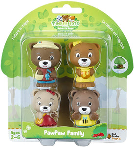 Fat Brain Toys Timber Tots Set of 3 Doll Families: Pawpaw, Nutnut and Twitwit with Drawstring Bag