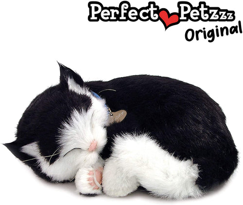 Perfect Petzzz Black and White Shorthair Kitten, Realistic, Lifelike Stuffed Interactive Pet Cat Toy