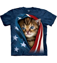 Load image into Gallery viewer, The Mountain Adult Unisex T-Shirt - Patriotic Kitten