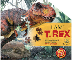 Madd Capp Puzzles Jr. - I AM T REX Animal-Shaped Jigsaw Puzzle, 100 Pieces