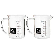 Load image into Gallery viewer, Drink Periodically Set of 2 Laboratory Beaker Caffeine Mugs-Clear Glass-13.5oz Each