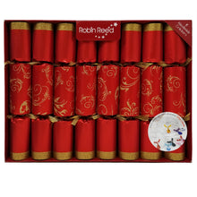 Load image into Gallery viewer, Robin Reed English Holiday Christmas Crackers, Pack of 8 x 10&quot; - Red Floral Glitter