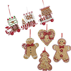 Kurt Adler Gingerbeard Christmas Ornament Assortment Set of 7
