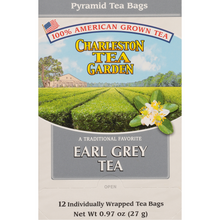 Load image into Gallery viewer, Charleston Tea Garden Earl Grey Tea Individually Wrapped Pyramids 12 Counts