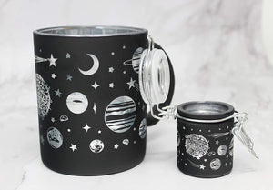Glass Mug and Storage Jar Set: Black Galaxy