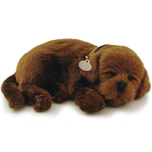Perfect Petzzz Chocolate Lab Plush with Blue Tote For Plush Breathing Pet and Dog Food, Treats, and Chew Toy