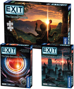 EXIT: The Game Set of 3: The Sacred Temple, The Gate Between Worlds, and The Cemetery of The Knight and Drawstring Bag