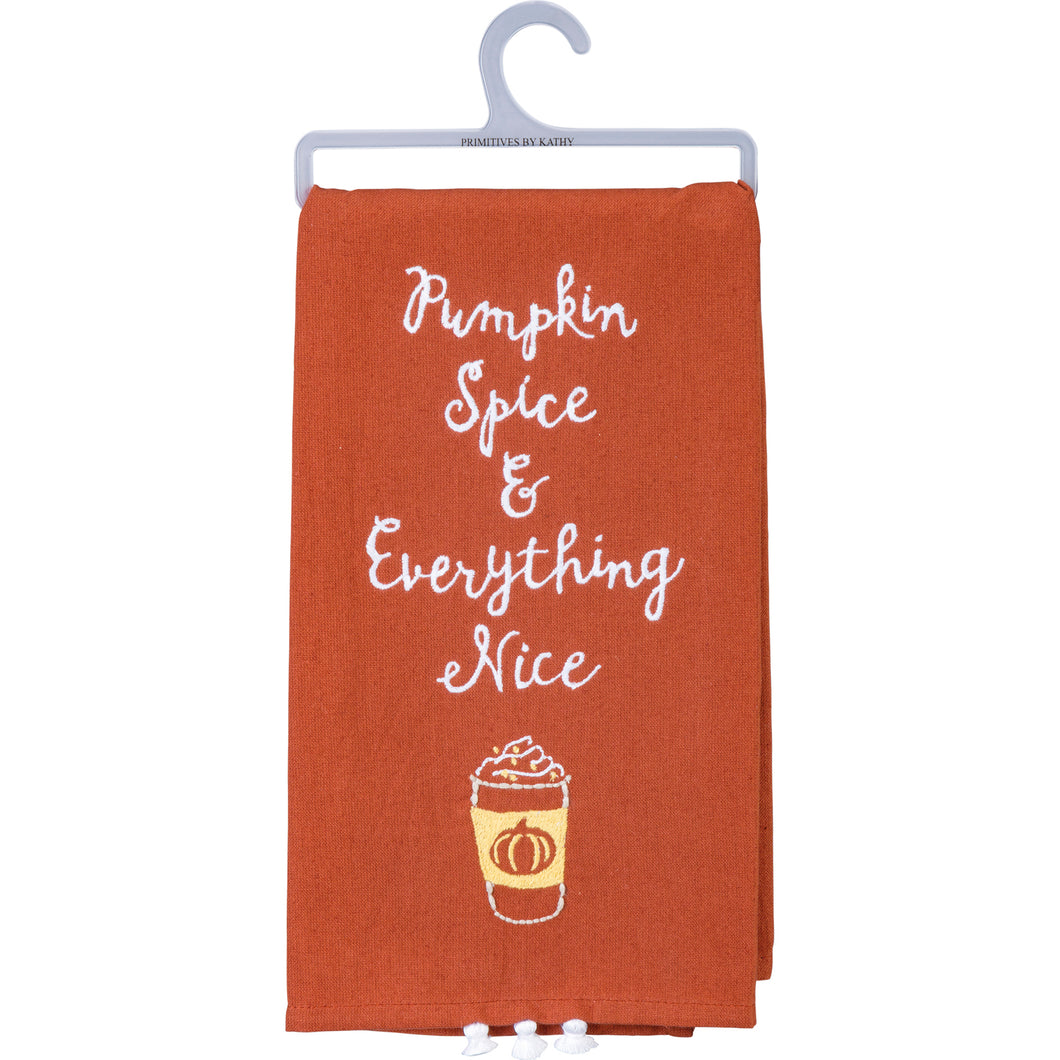 Primitives by Kathy Linen Blend Embroidered Dish Towel - Pumpkin Spice & Everything Nice, 20