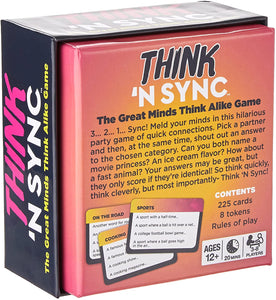 Gamewright Party Game Set of 4: Think 'N Sync, In a Pickle, Say It!, Hit or Miss with Myriads Drawstring Bag